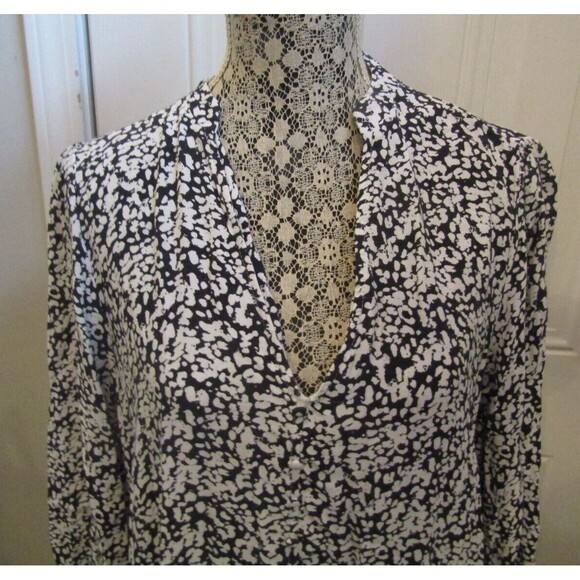 Zara Mini Dress Black White Print Ruffled Balloon Sleeves Womens Size XL - Picture 3 of 8